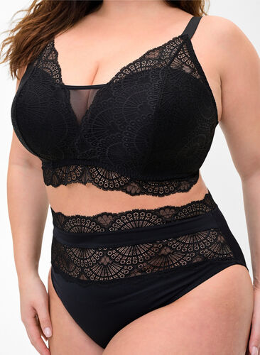 Lett vattert blonde-BH med mesh, Black, Model image number 2