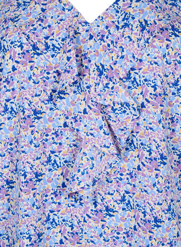 Mønstret bluse med volanger, Purple Ditzy Flower, Packshot image number 2