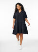 Kort A-linjekjole i bomullsmuslin, Svart, Model image number 1