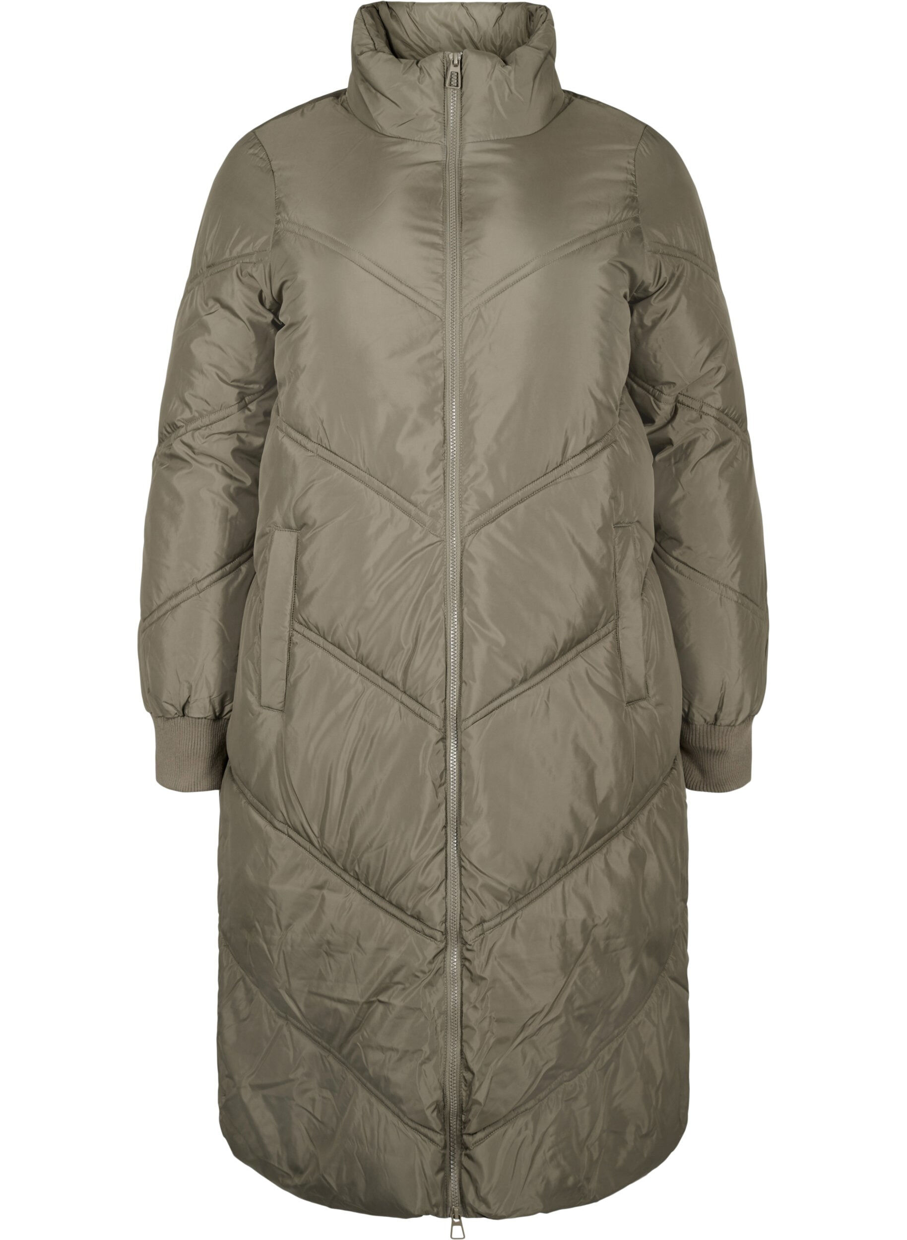 Zizzi Lang puffer-vinterjakke, Bungee Cord , Packshot image number 0