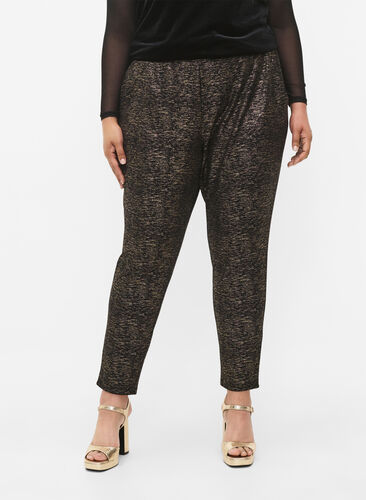 Maddison bukse med gullfarge og lommer, Black w. Gold, Model image number 2