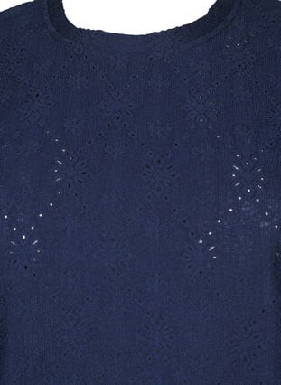 Zizzi Bluse med korte ermer og blomsterbroderi, Naval Academy, Packshot image number 2