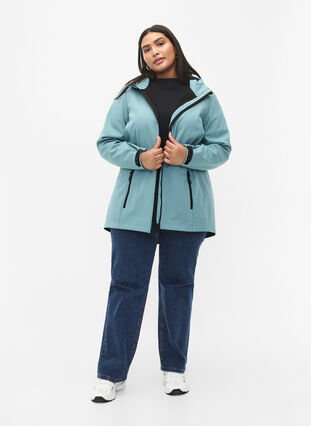 Kort softshell-jakke med lommer, Arctic, Model image number 2