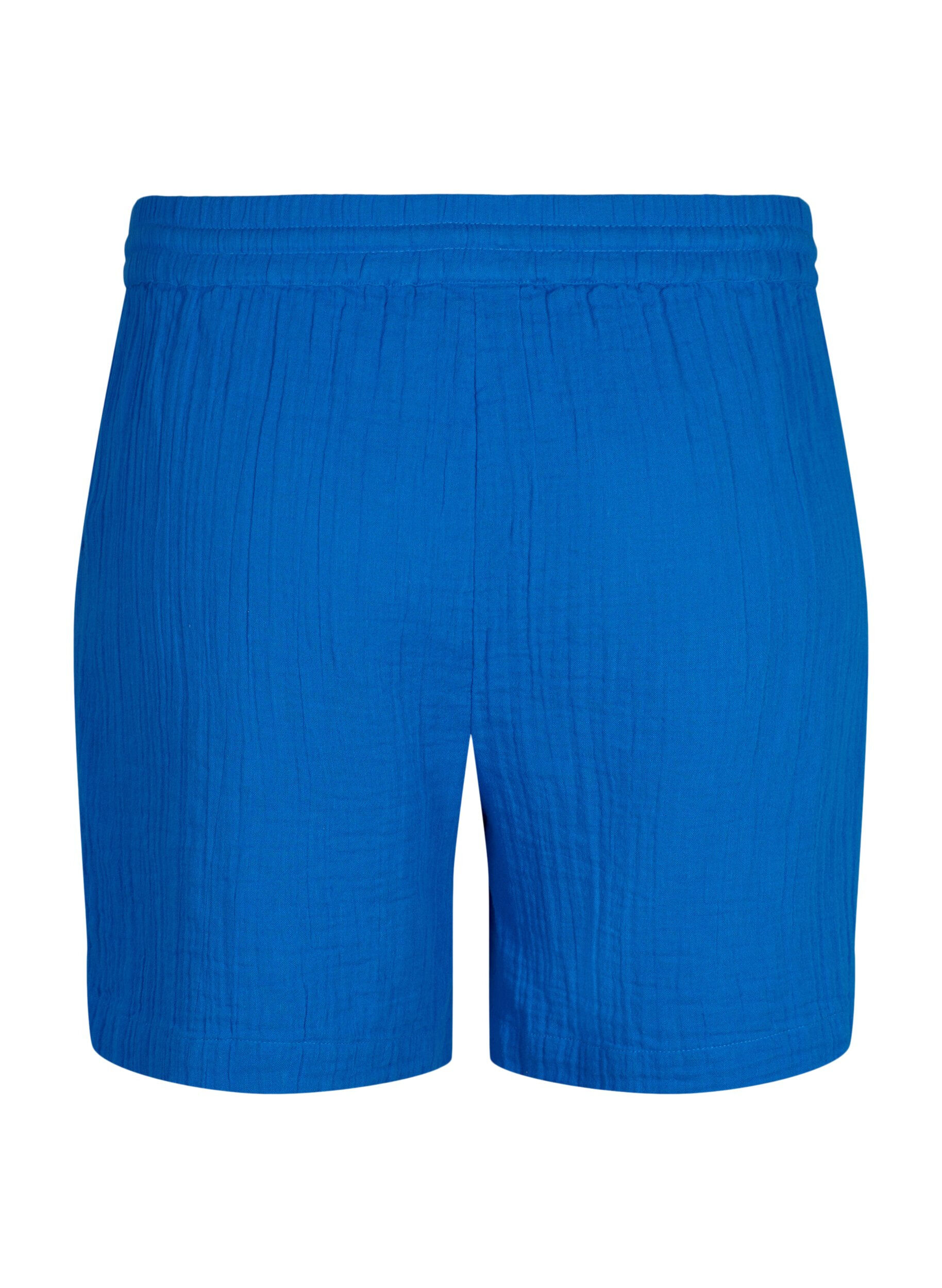 Zizzi Shorts i bomullsmusselin med lommer, Victoria blue, Packshot image number 1