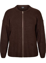 Strikket cardigan med glidel&aring;s, Brun