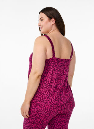 Zizzi Nattopp med stropper og V-hals, Rosa, Model image number 2