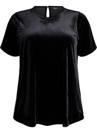 Kortermet velour topp, Black