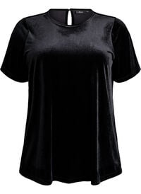 Kortermet velour topp, Svart Kortermet velour topp