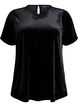 Kortermet velour topp, Svart, Packshot image number 0