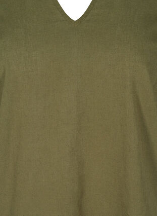 Kortermet kjole i bomullsmiks med lin, Ivy Green, Packshot image number 2