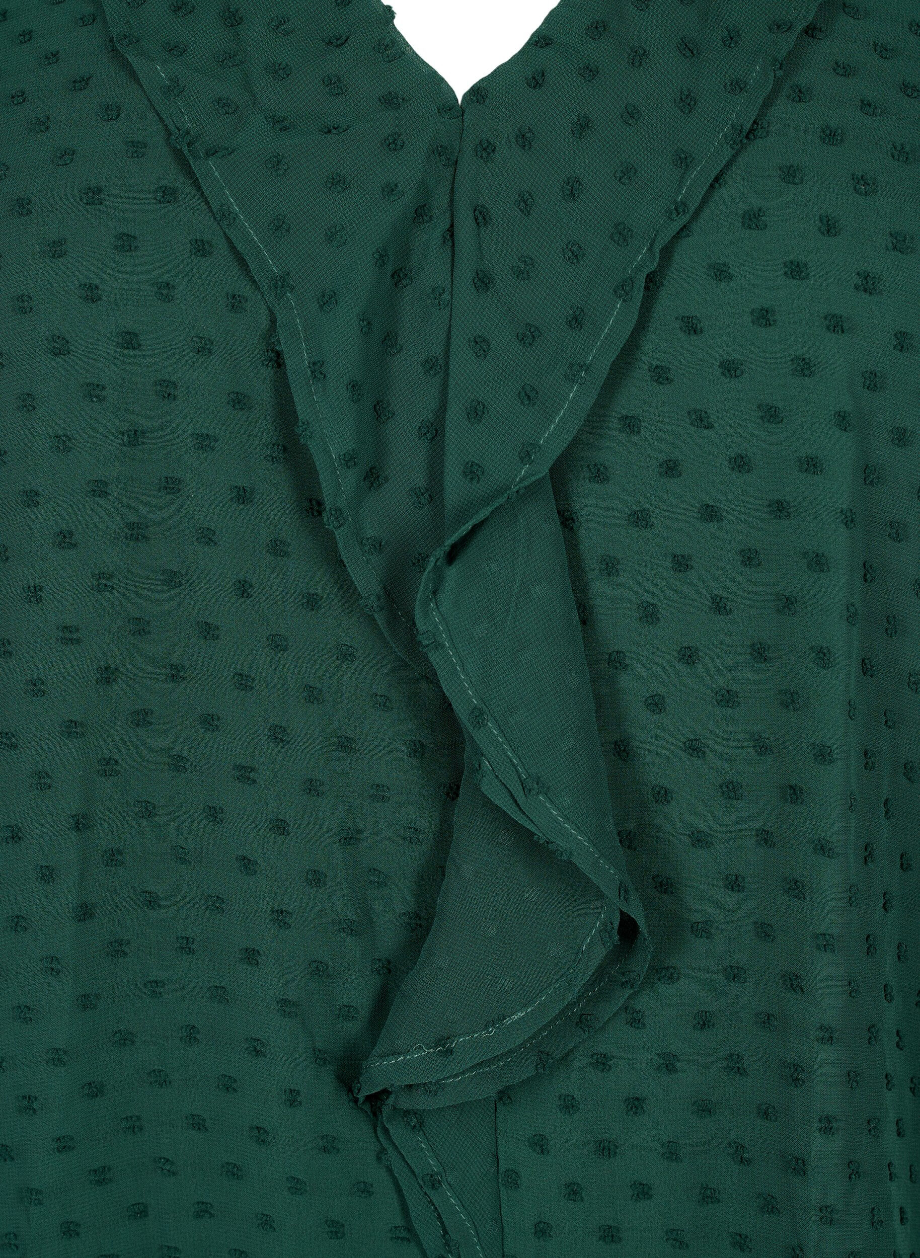 Zizzi Bluse med volanger og prikkete tekstur, Scarab, Packshot image number 2