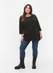 Bluse med 3/4-ermer og blondedetaljer, Black, Model image number 2