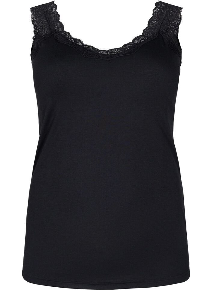 Topp med blonder, 2 stk., Black / Black, Packshot image number 2