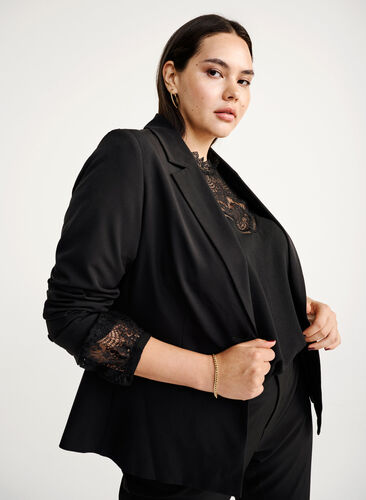 Blazer som lukkes med én knapp, Black, Image image number 0