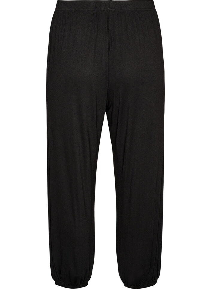 L&oslash;se pyjamasbukser i viskose med elastisk midje, Svart, Packshot image number 1