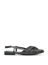 Glitrende slingback med sl&oslash;yfedetalj, Svart