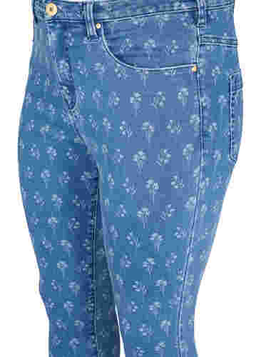 Super slim Amy jeans med blomstermønster, Blue denim, Packshot image number 2