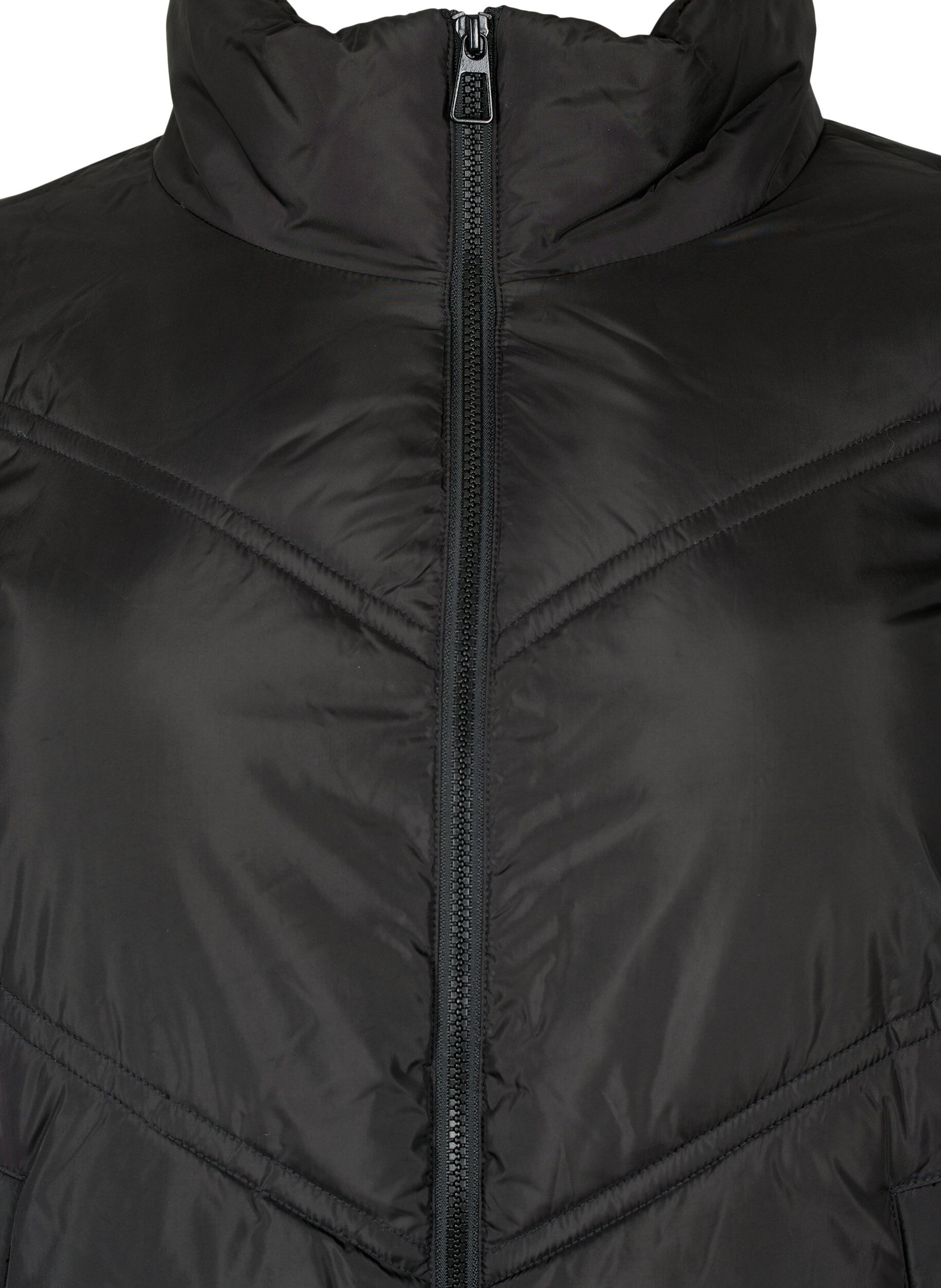 Zizzi Kort Puffer-vinterjakke med lommer, Black, Packshot image number 2