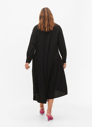 Midi-kjole med lange ermer, Black, Model image number 1