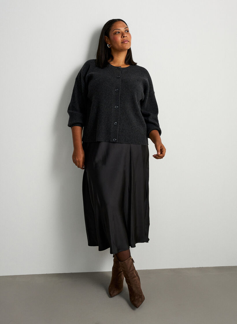 Midiskj&oslash;rt i sateng, Svart, Model image number 0