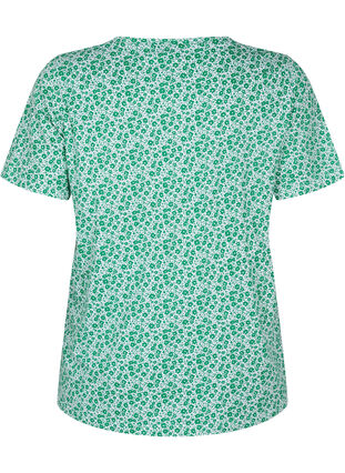 Blomstrete T-skjorte i bomull med V-hals, Jolly Green AOP, Packshot image number 1