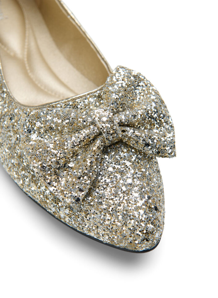 Glitterballerina med vid passform og sløyfe, Gold Glitter, Packshot image number 3