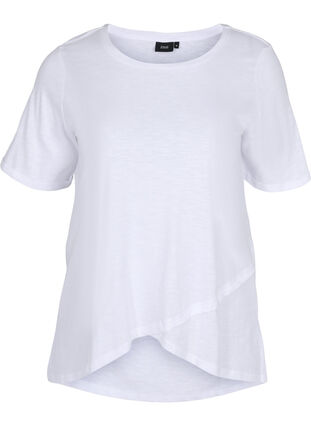T-skjorte i bomull med korte ermer, Bright White, Packshot image number 0