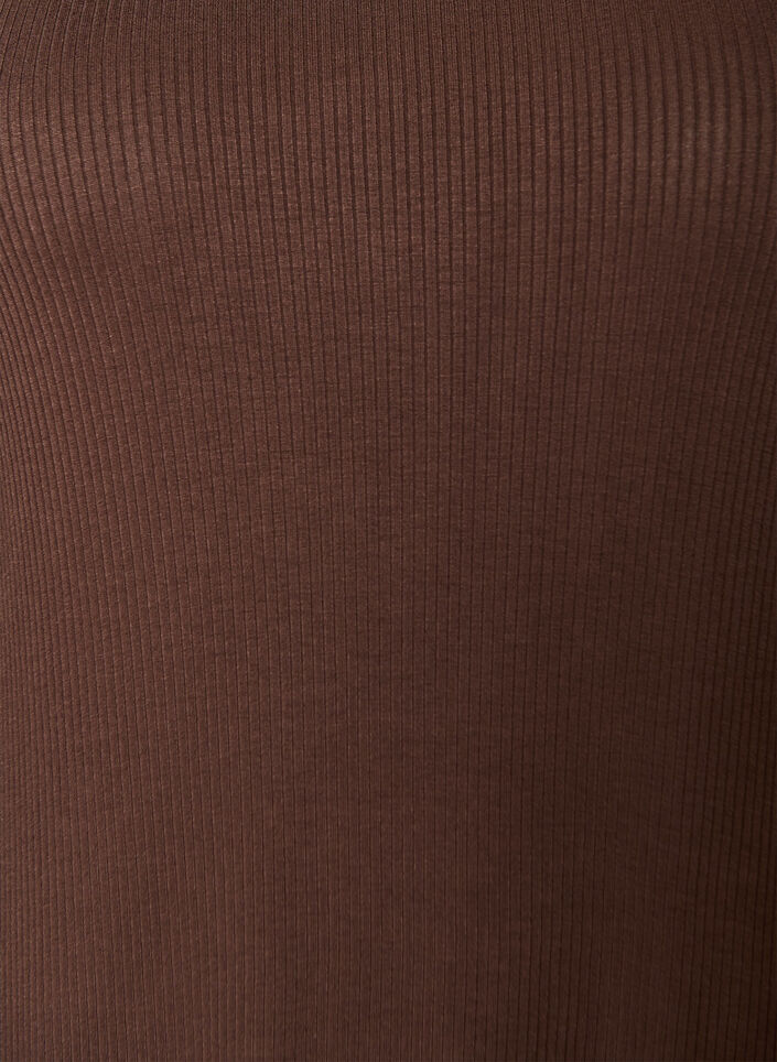 Ermel&oslash;s ribbestrikket kjole i viskose, Brun, Packshot image number 2