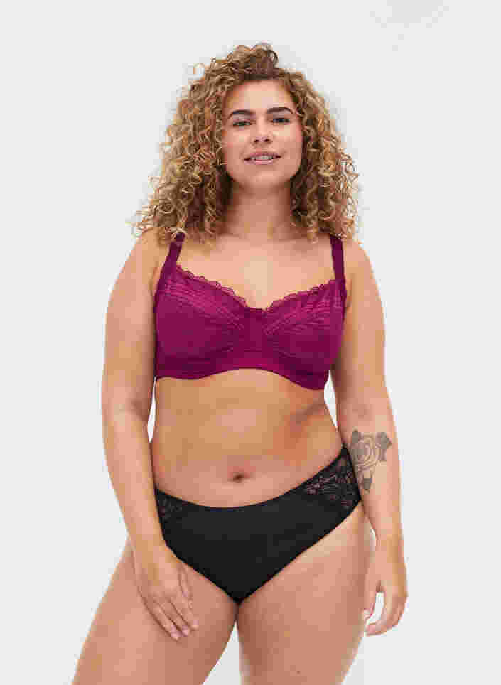 Emma BH med blonder og bøyle, Magenta purple, Model image number 2