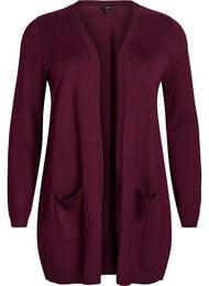 Lang, strikket cardigan i en viskoseblanding, Rød