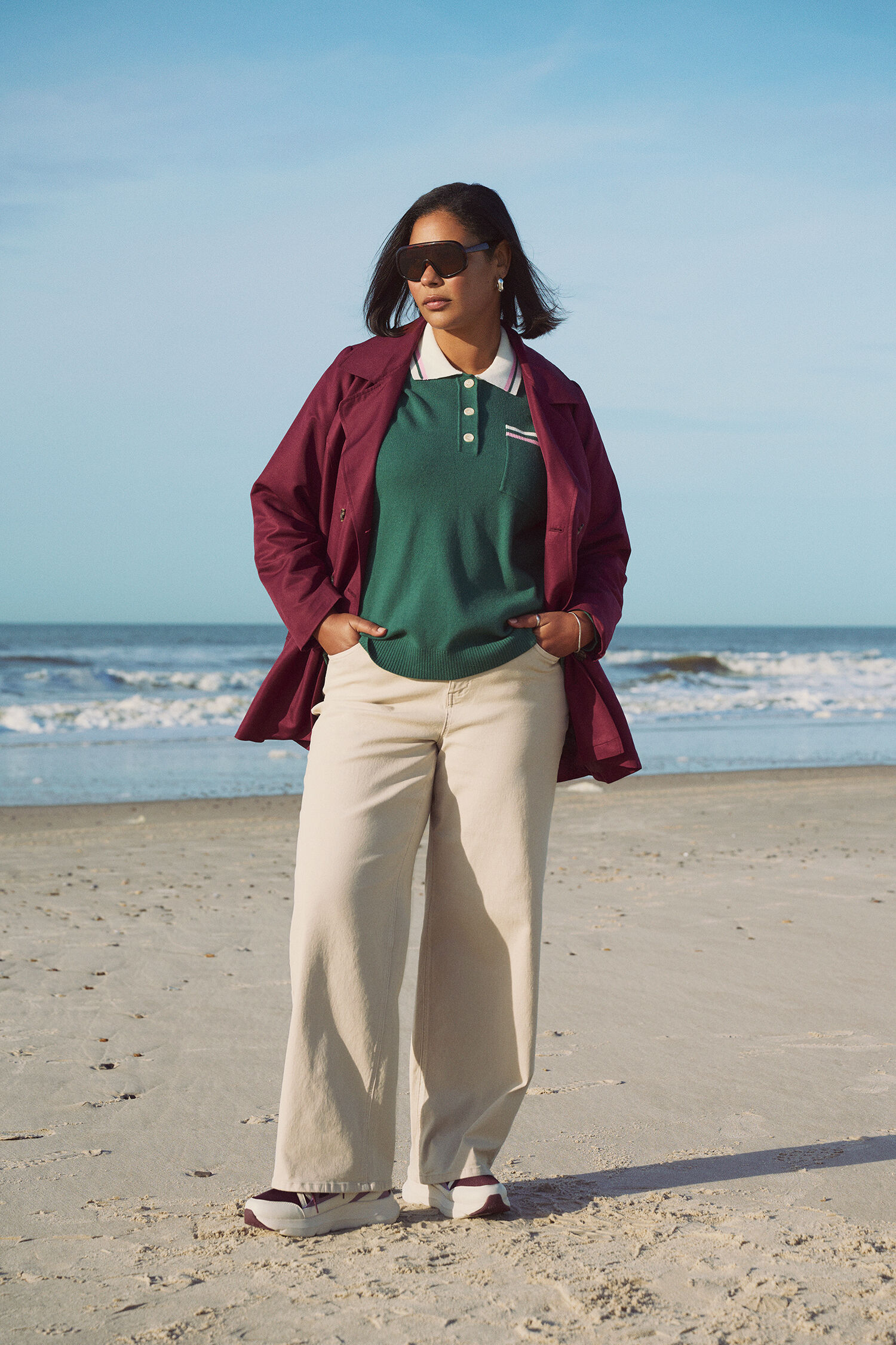 Zizzi Kort trenchcoat med belte, , Model