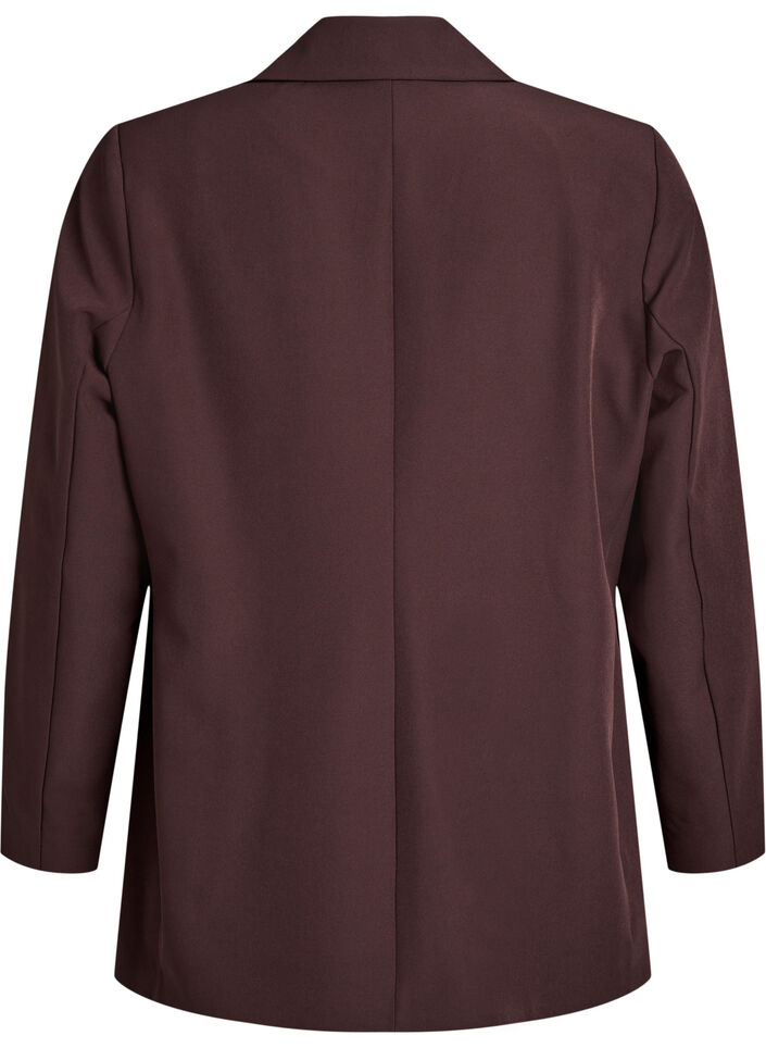 Klassisk blazer med knappelukking, Brun, Packshot image number 1