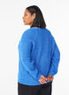Strikkebluse med V-hals og raglanermer, Bl&aring;, Model image number 2