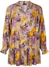 Langermet tunika med blomstertrykk, Purple Flower