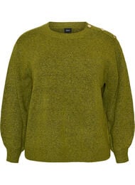 Strikket bluse med knappdetalj, Gr&oslash;nn