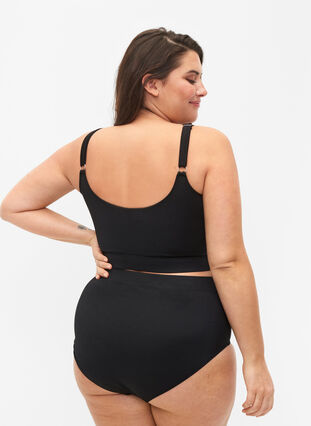 Ensfarget bikinitruse med høyt liv, Black, Model image number 1