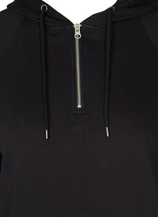 Langermet sweatkjole med hette og lomme, Black, Packshot image number 2