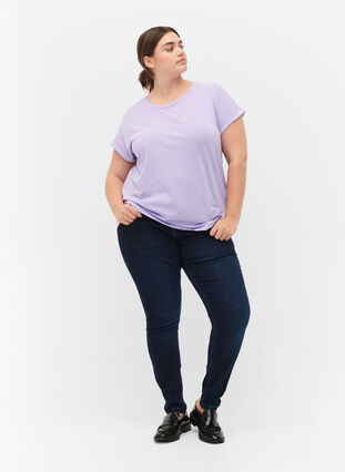 Kortermet T-skjorte i bomullsblanding, Lavender, Model image number 2