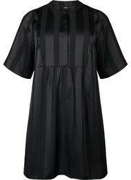 A-lineskåret kjole med striper og halvlange ermer, Black