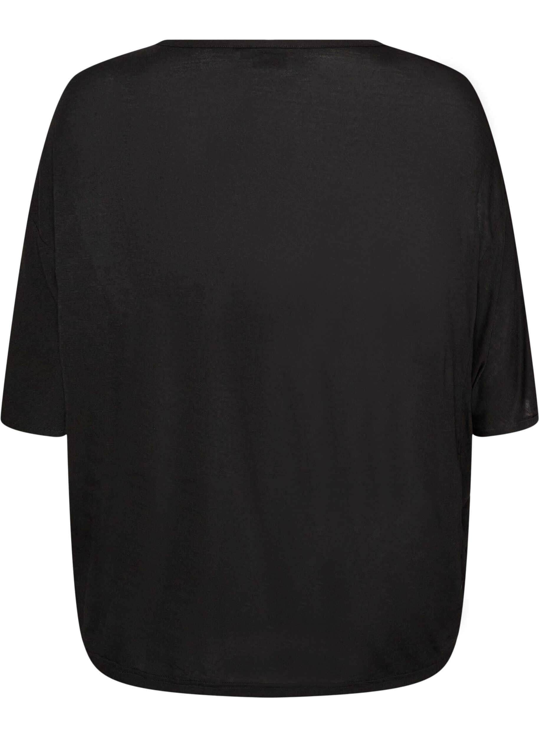 ZizziLoose fit T-skjorte i viskose jersey, Svart, Packshot image number 1