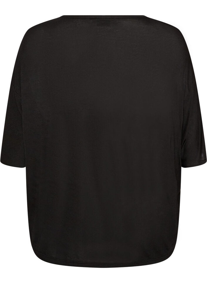 Loose fit T-skjorte i viskose jersey, Svart, Packshot image number 1