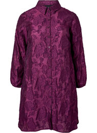 Lang jacquard skjorte, Dark Purple