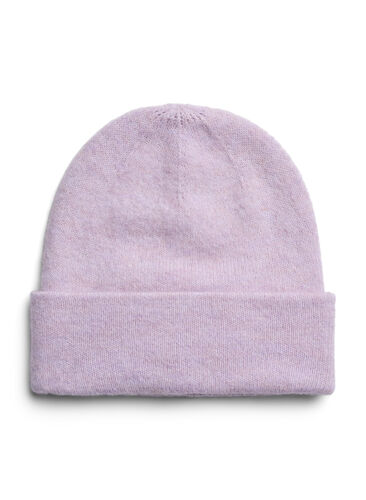 Strikket lue med ull, Lavender Mel., Packshot image number 0