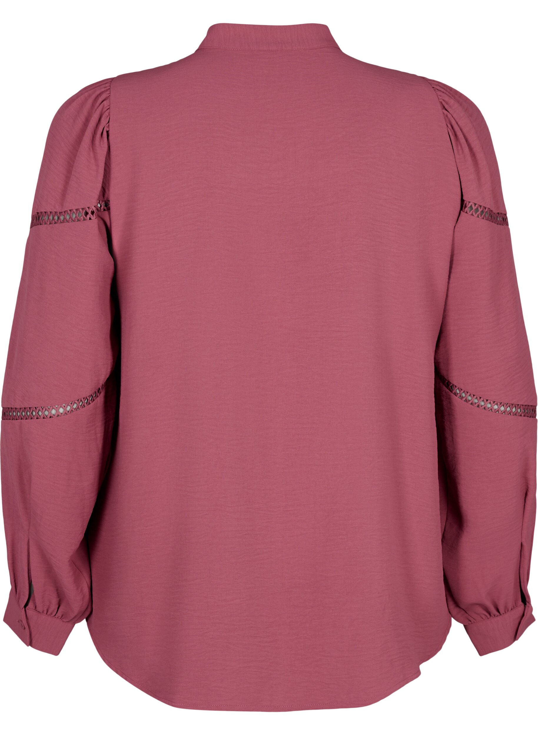 Zizzi Skjortebluse med heklede detaljer, Dry Rose, Packshot image number 1