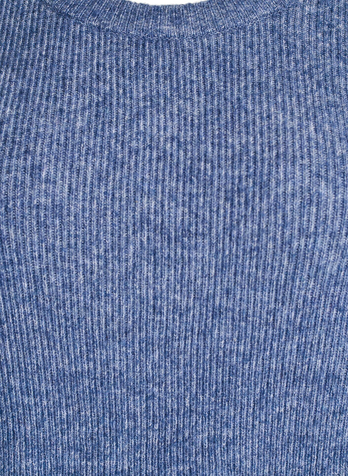 Melert strikkebluse med rund hals, Bl&aring;, Packshot image number 2