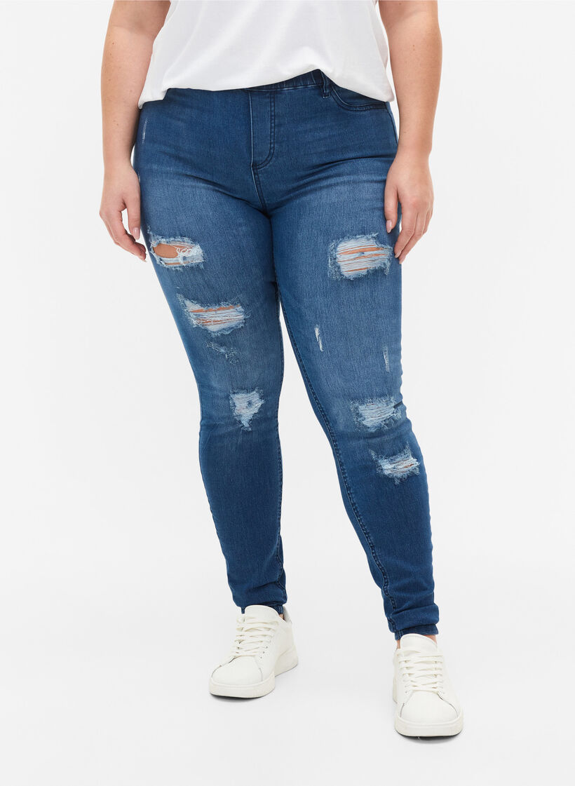 Jeggings med splitt, Dark blue, Model image number 2