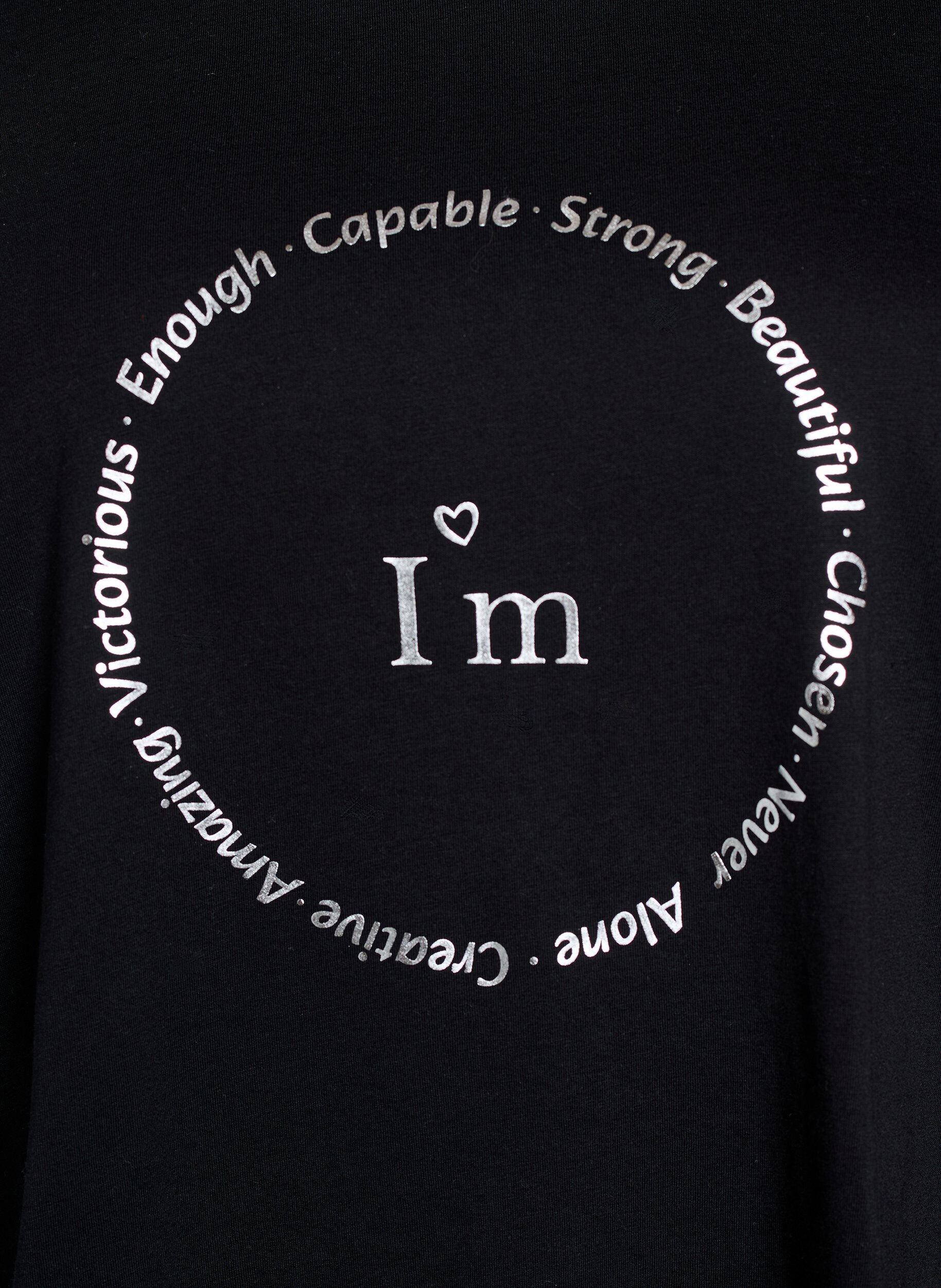 Zizzi T-skjorte med trykk, Svart, Packshot image number 2