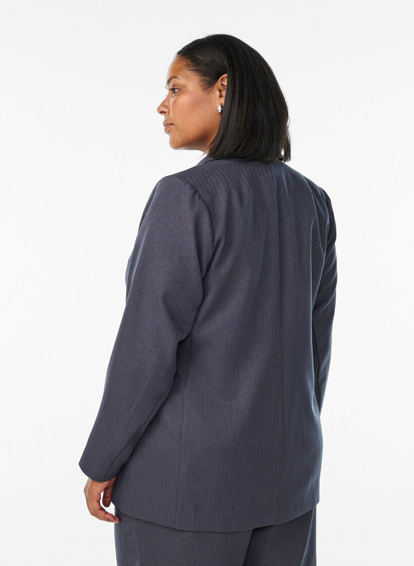 Klassisk blazer med lommer, Dark Grey , Model