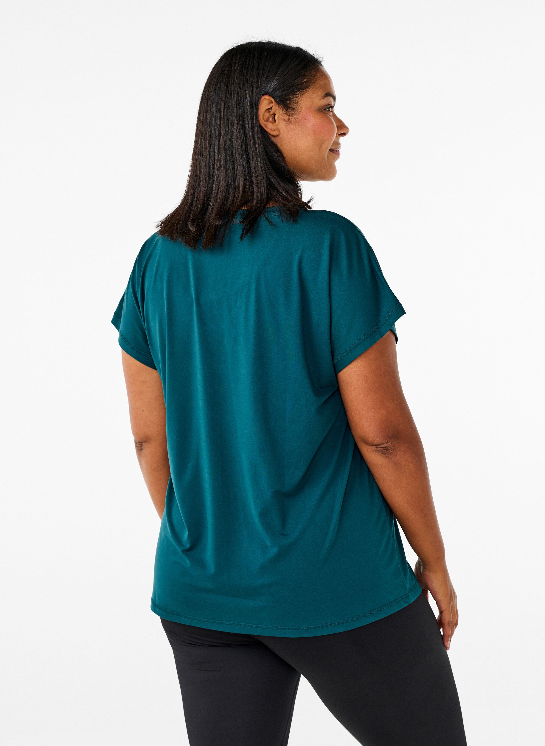 ZizziL&oslash;stsittende trenings-t-skjorte med v-hals, Gr&oslash;nn, Model image number 2