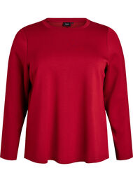 Jerseybluse med rund hals, Rød